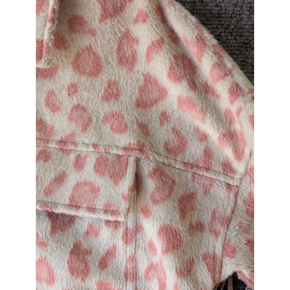 Blue B Leopard Print Fringe M Shacket Western Boho Brushed Flannel Jacket Cowgir - Picture 4 of 13